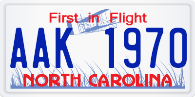 NC license plate AAK1970