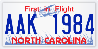 NC license plate AAK1984