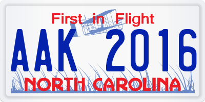 NC license plate AAK2016