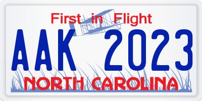 NC license plate AAK2023