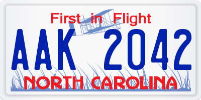 NC license plate AAK2042