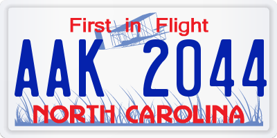 NC license plate AAK2044