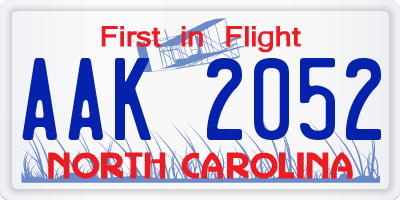 NC license plate AAK2052