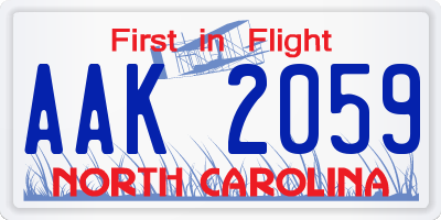 NC license plate AAK2059