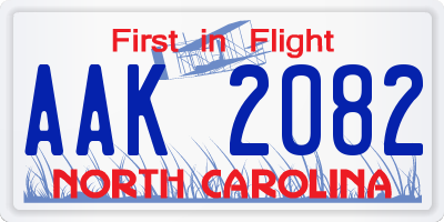 NC license plate AAK2082