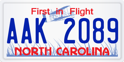 NC license plate AAK2089