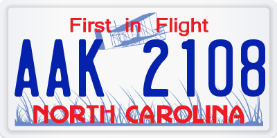 NC license plate AAK2108