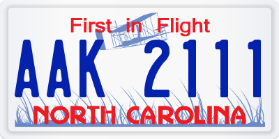 NC license plate AAK2111