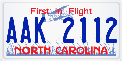 NC license plate AAK2112
