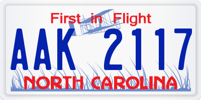 NC license plate AAK2117