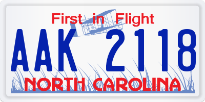 NC license plate AAK2118