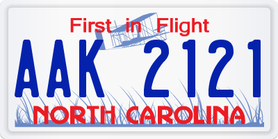NC license plate AAK2121