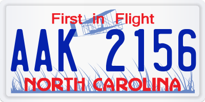 NC license plate AAK2156