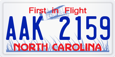 NC license plate AAK2159