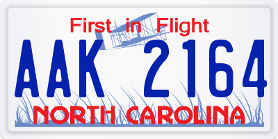 NC license plate AAK2164