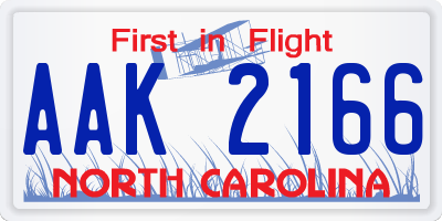 NC license plate AAK2166
