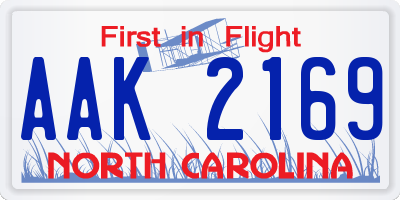 NC license plate AAK2169