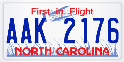 NC license plate AAK2176
