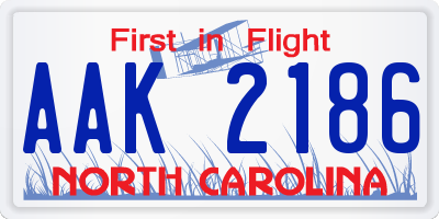 NC license plate AAK2186