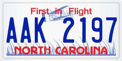 NC license plate AAK2197