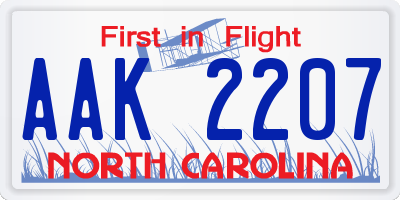 NC license plate AAK2207