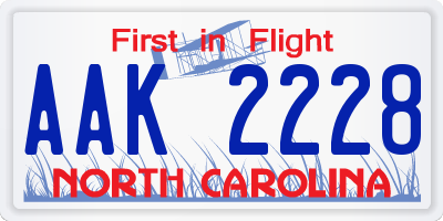 NC license plate AAK2228