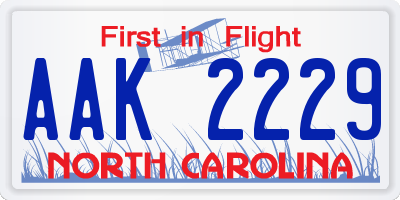 NC license plate AAK2229