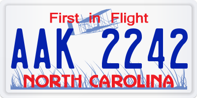 NC license plate AAK2242