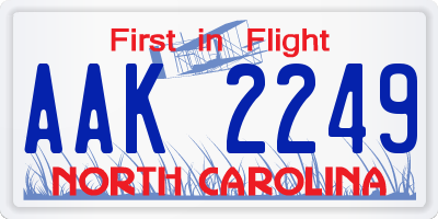 NC license plate AAK2249