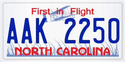 NC license plate AAK2250
