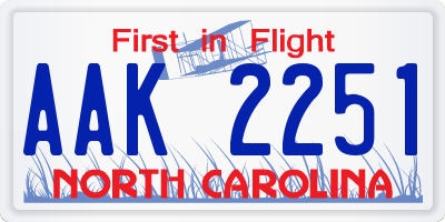 NC license plate AAK2251