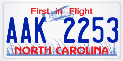 NC license plate AAK2253