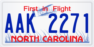 NC license plate AAK2271