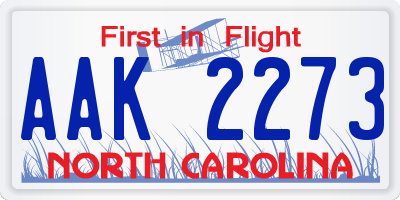 NC license plate AAK2273