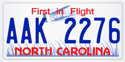 NC license plate AAK2276