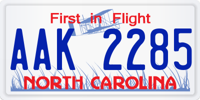 NC license plate AAK2285