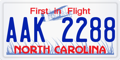 NC license plate AAK2288