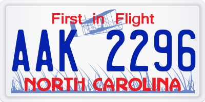 NC license plate AAK2296