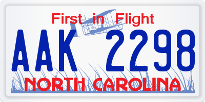 NC license plate AAK2298