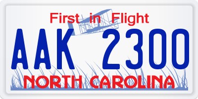 NC license plate AAK2300