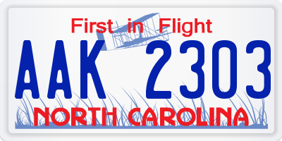 NC license plate AAK2303
