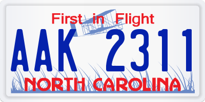 NC license plate AAK2311