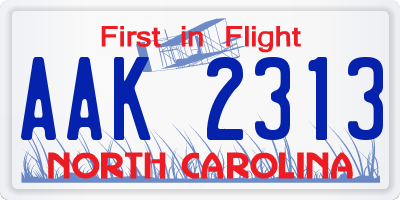 NC license plate AAK2313