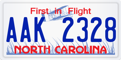 NC license plate AAK2328