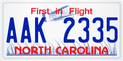 NC license plate AAK2335
