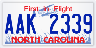 NC license plate AAK2339