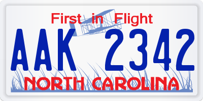 NC license plate AAK2342
