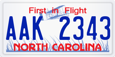 NC license plate AAK2343