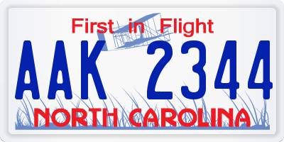 NC license plate AAK2344