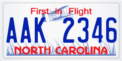 NC license plate AAK2346